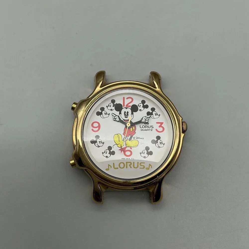 Vtg Lorus Musical Mickey Mouse Boys Watch 33mm Gold Tone For Parts Not Running